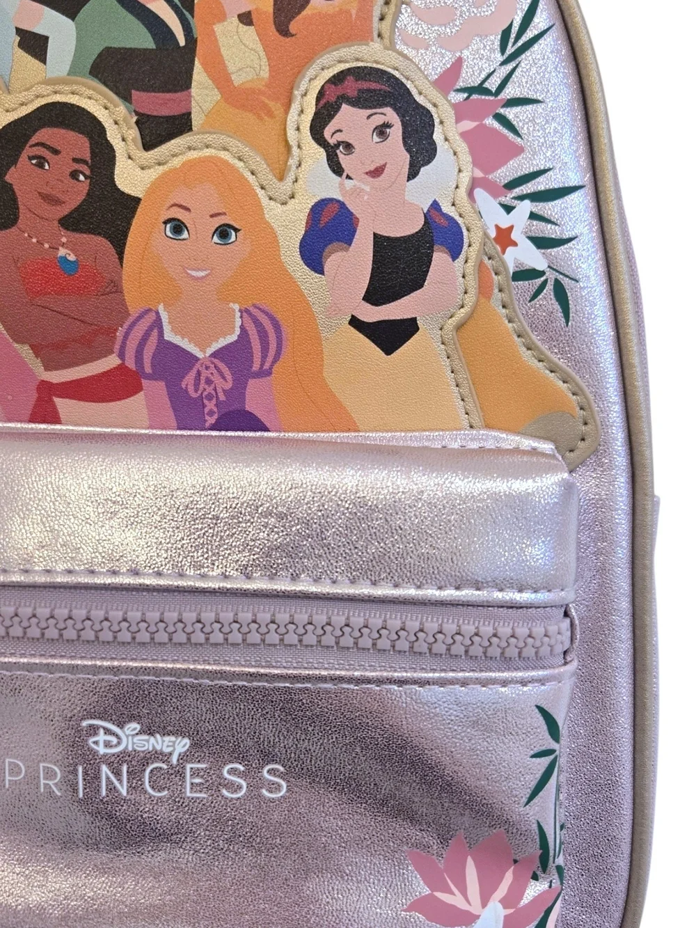 🎀 Disney Princess Pink Shimmery Mini Backpack Ariel Mulan Rapunzel Belle Moana